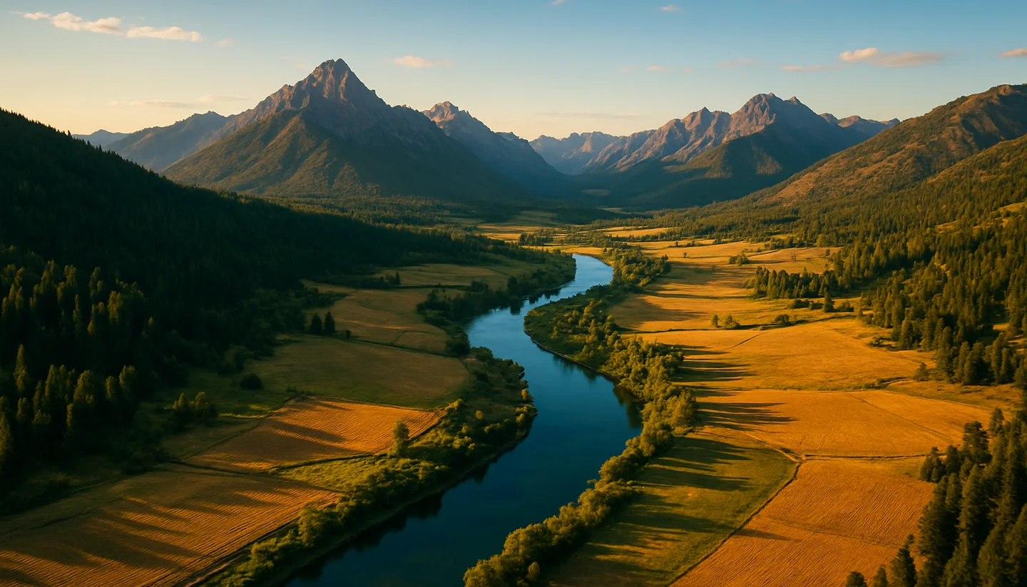 Photorealistic Idaho land setting