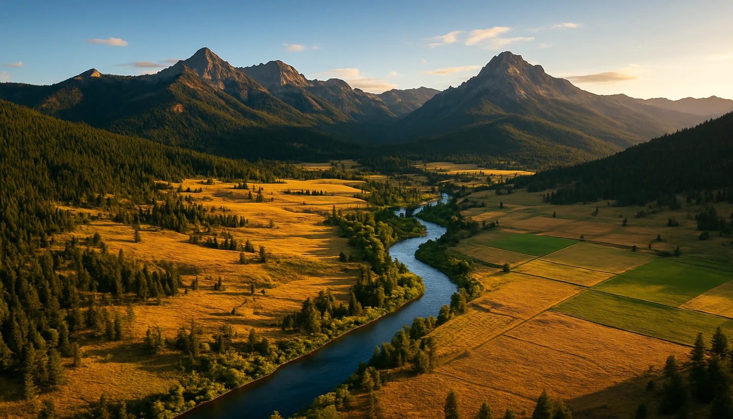 Photorealistic Idaho land setting