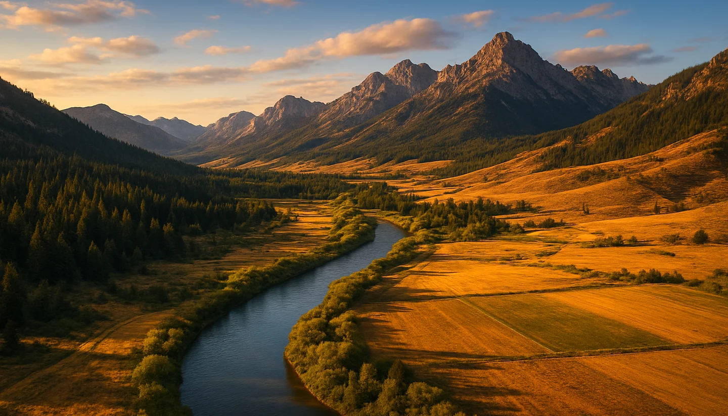 Photorealistic Idaho land setting